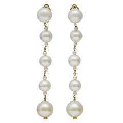 Vintage 1980's Chanel Pearl Drop Earrings