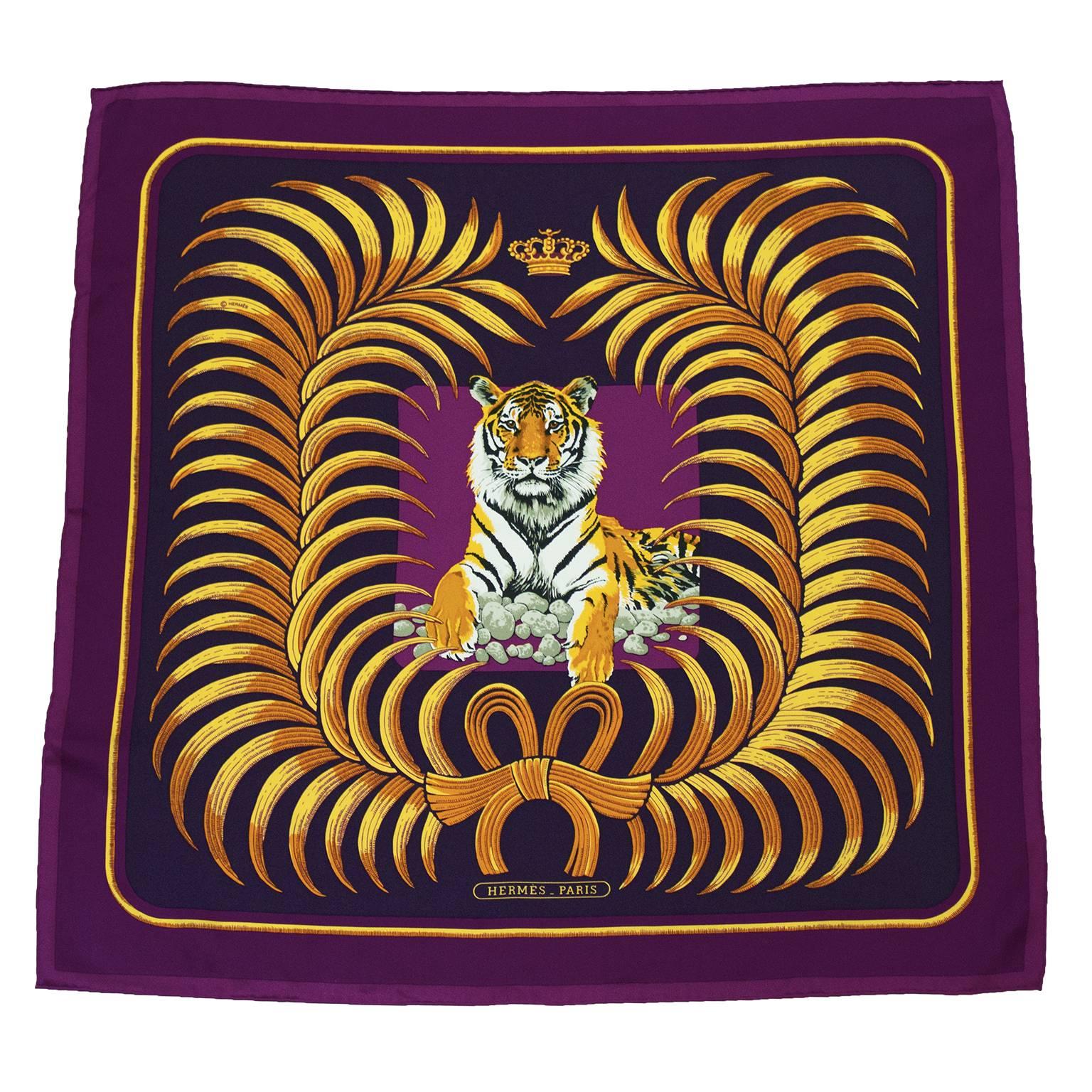 1992 Hermes 'Tigre Royal' Silk Scarf