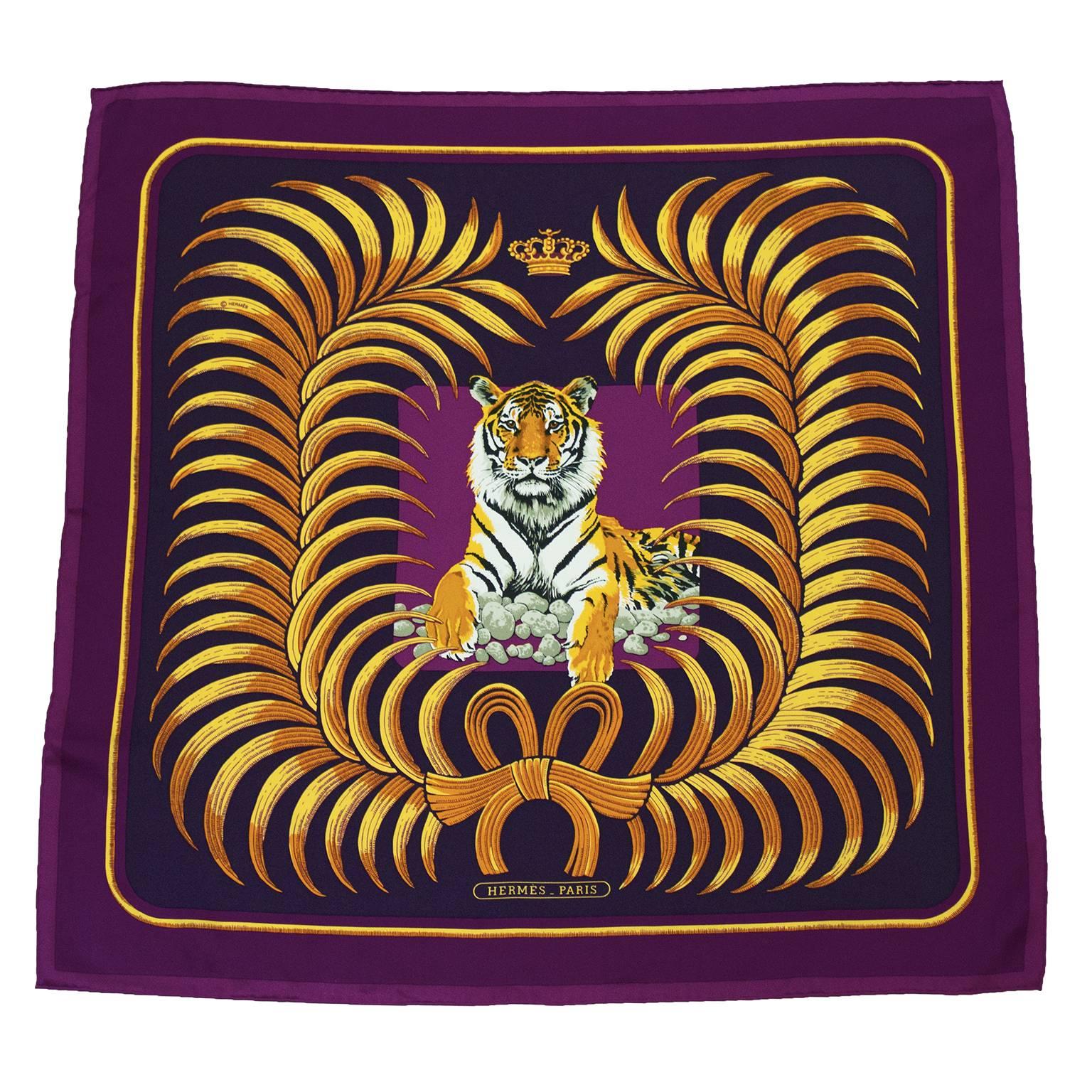 At Auction: HERMÈS silk scarf TIGRE ROYAL