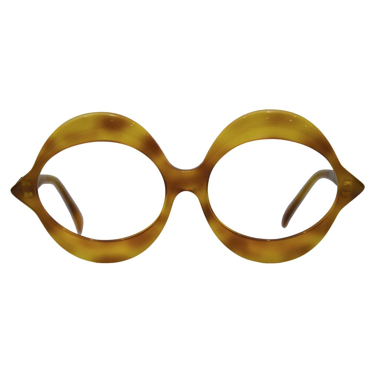 1970's Pierre Cardin Light Tortoise Round Frame Glasses