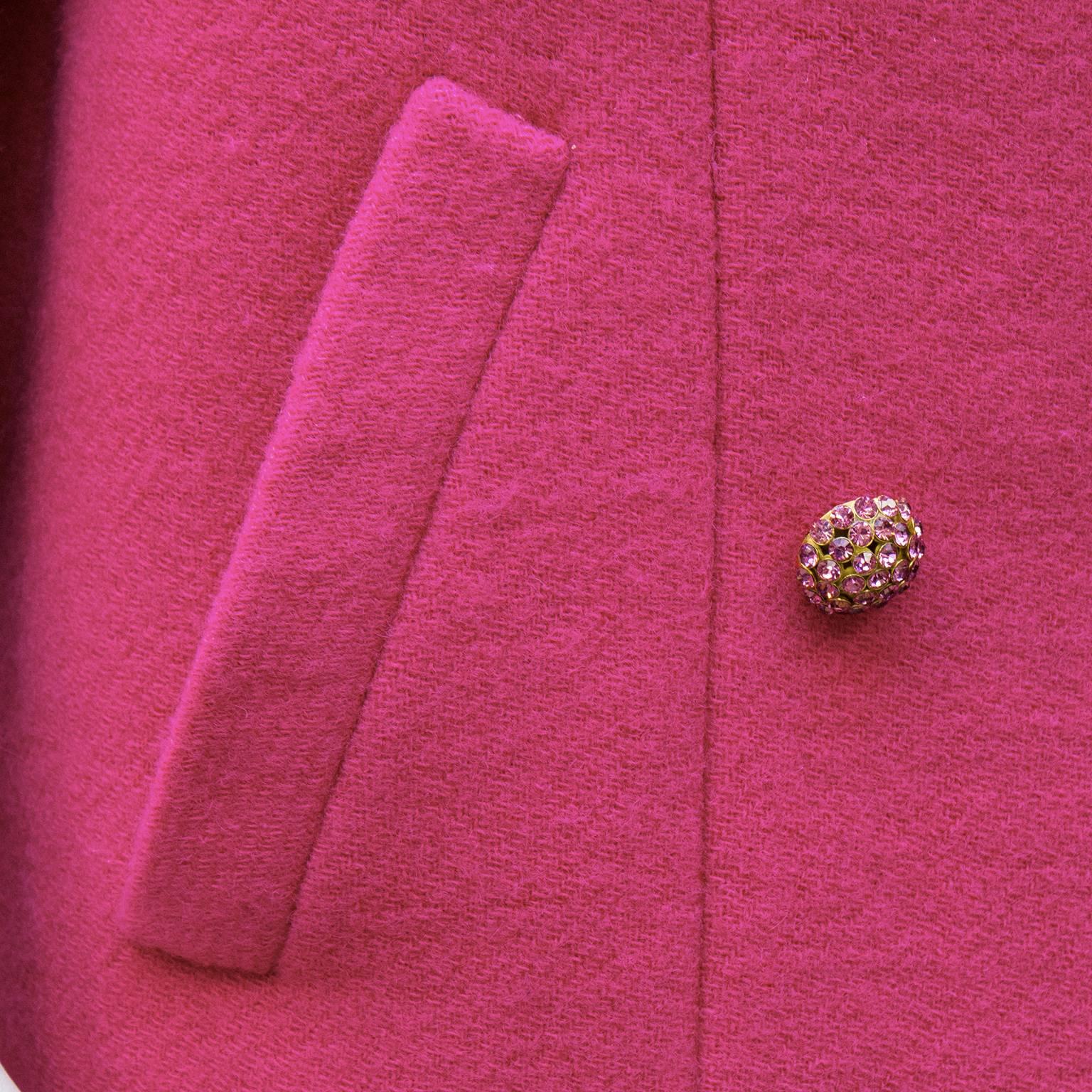 Women's 1960's Norell Shocking Pink Wool Pea Coat