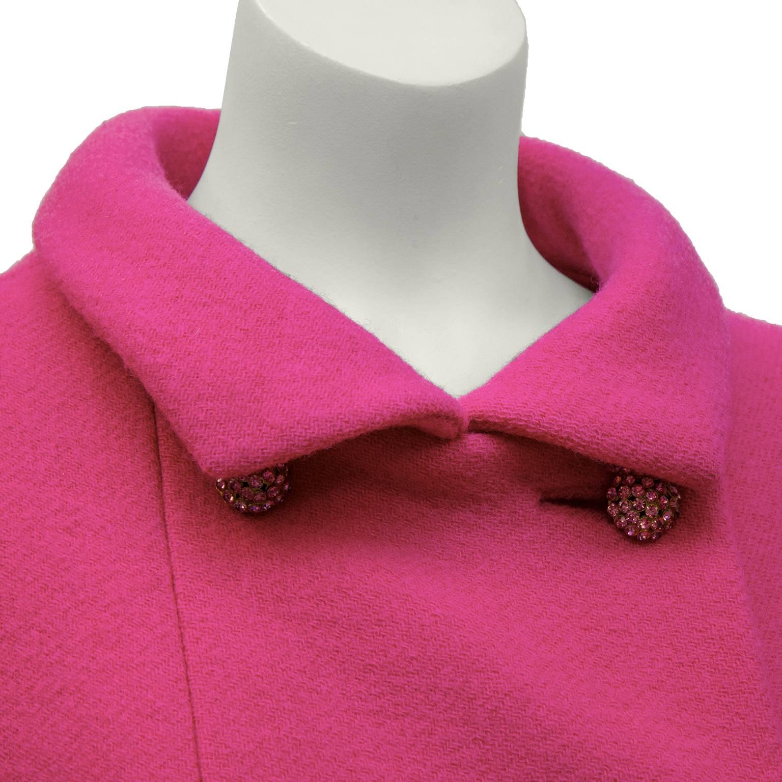 1960's Norell Shocking Pink Wool Pea Coat 1