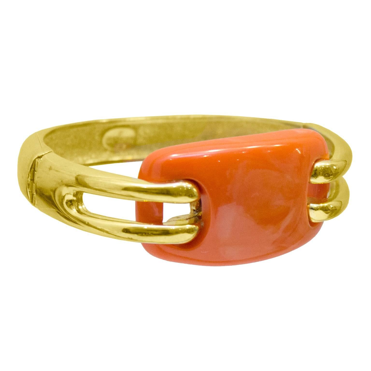 1976 Givenchy Faux Coral and Gilt Bangle