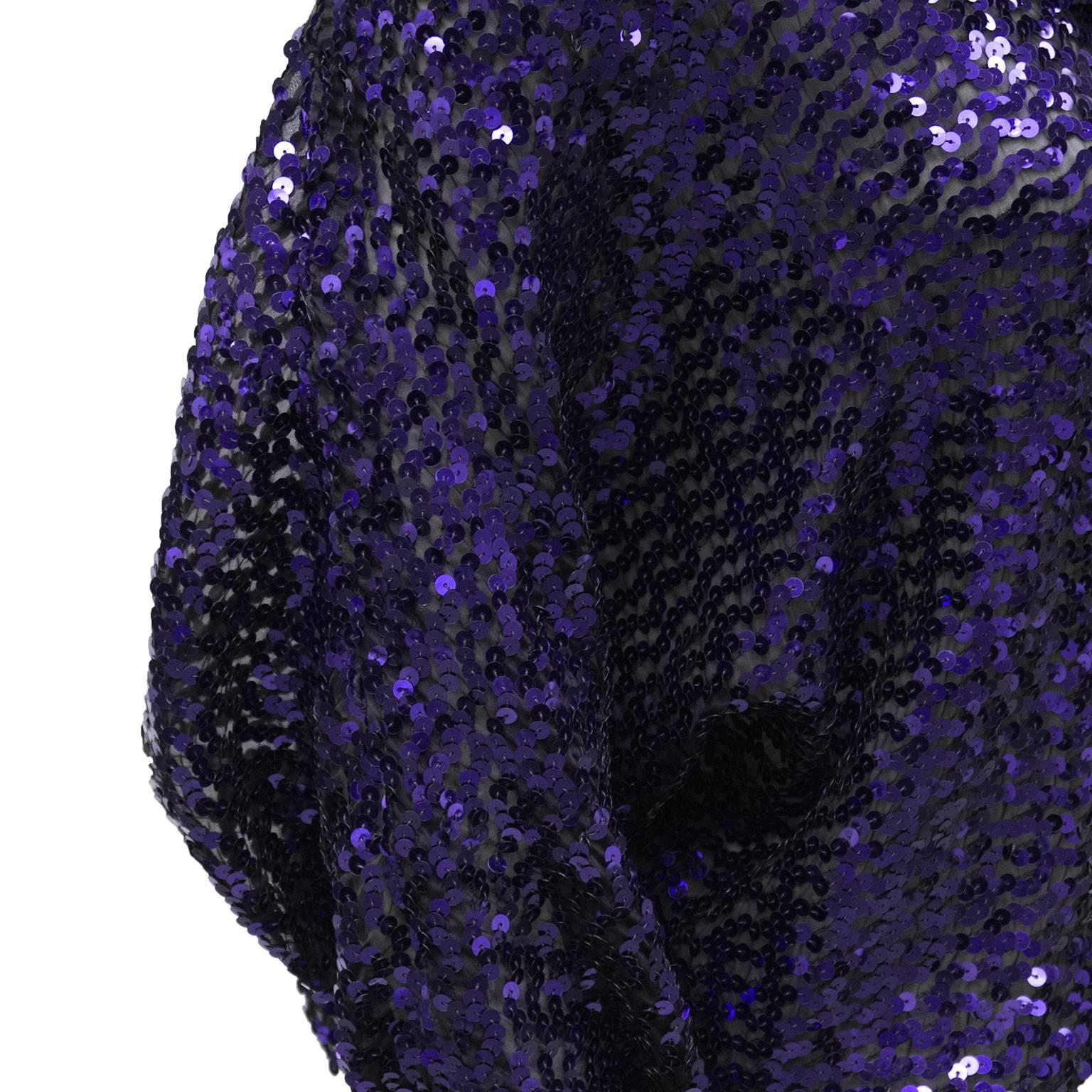 Women's 1960's Purple Sequin Blouson Top