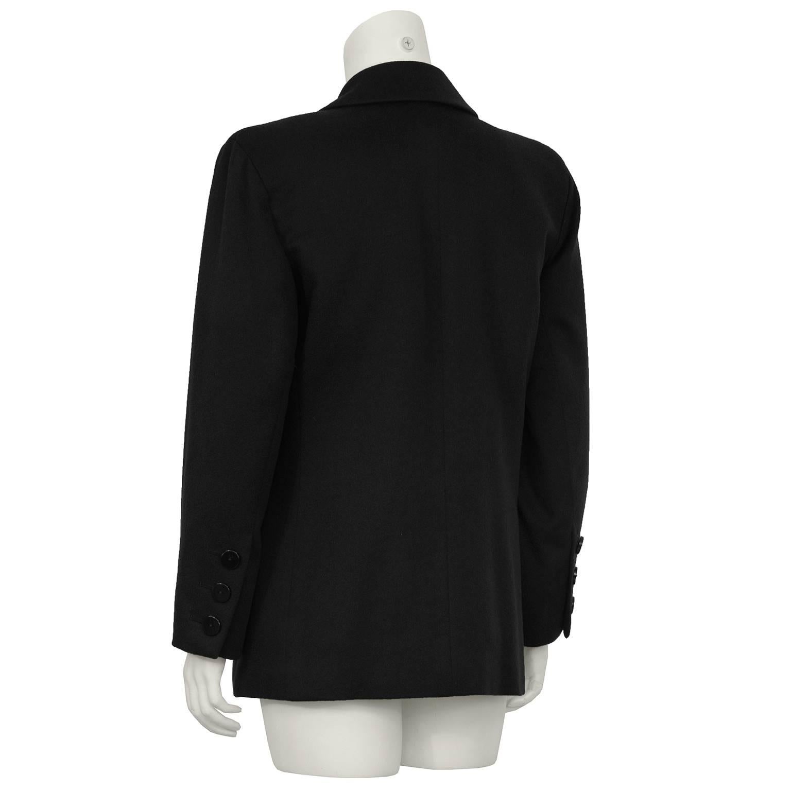 Noir Blazer croisé Yves Saint Laurent YSL des années 1980 en vente