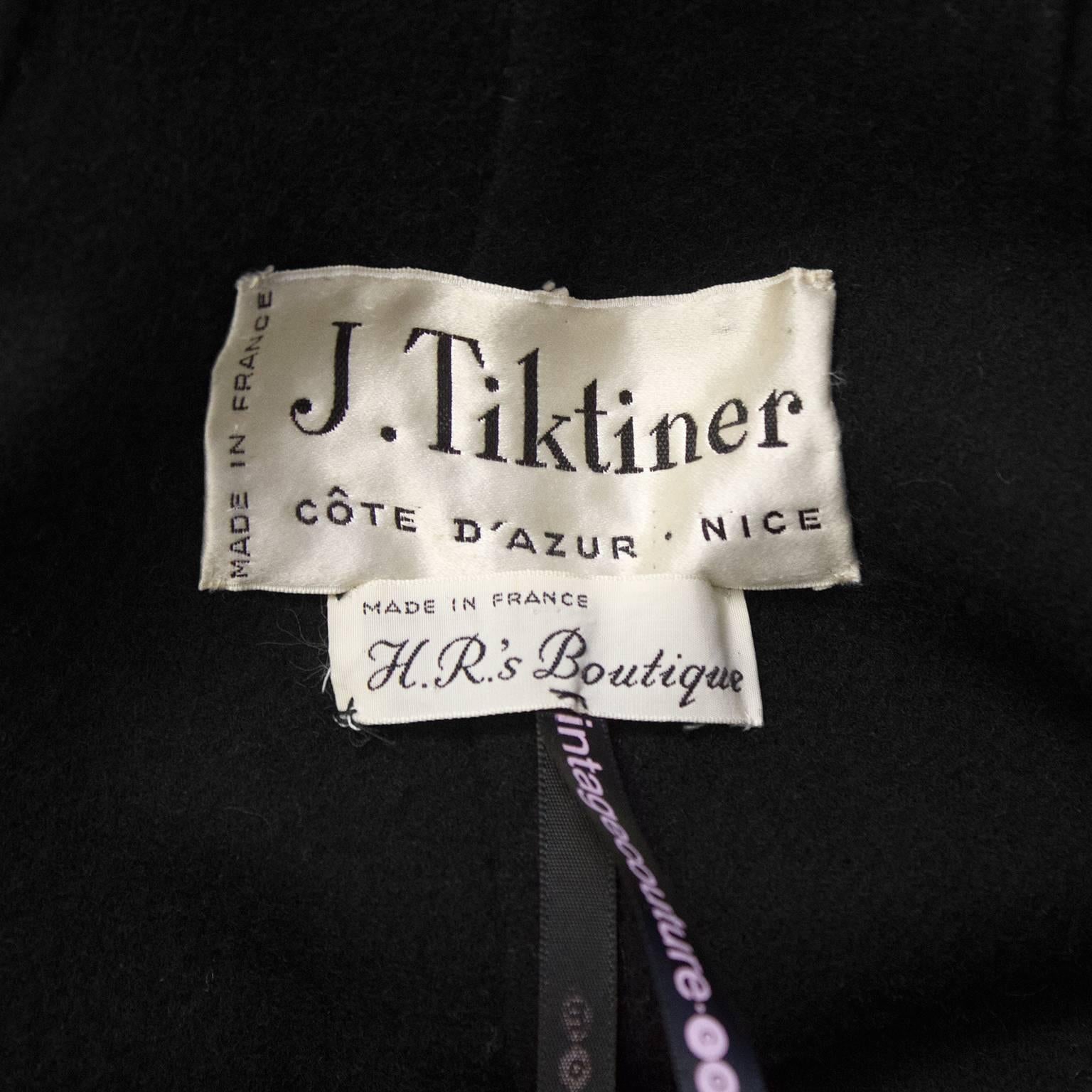 1970's Tiktiner Black Double Faced Wool Trench Coat 1