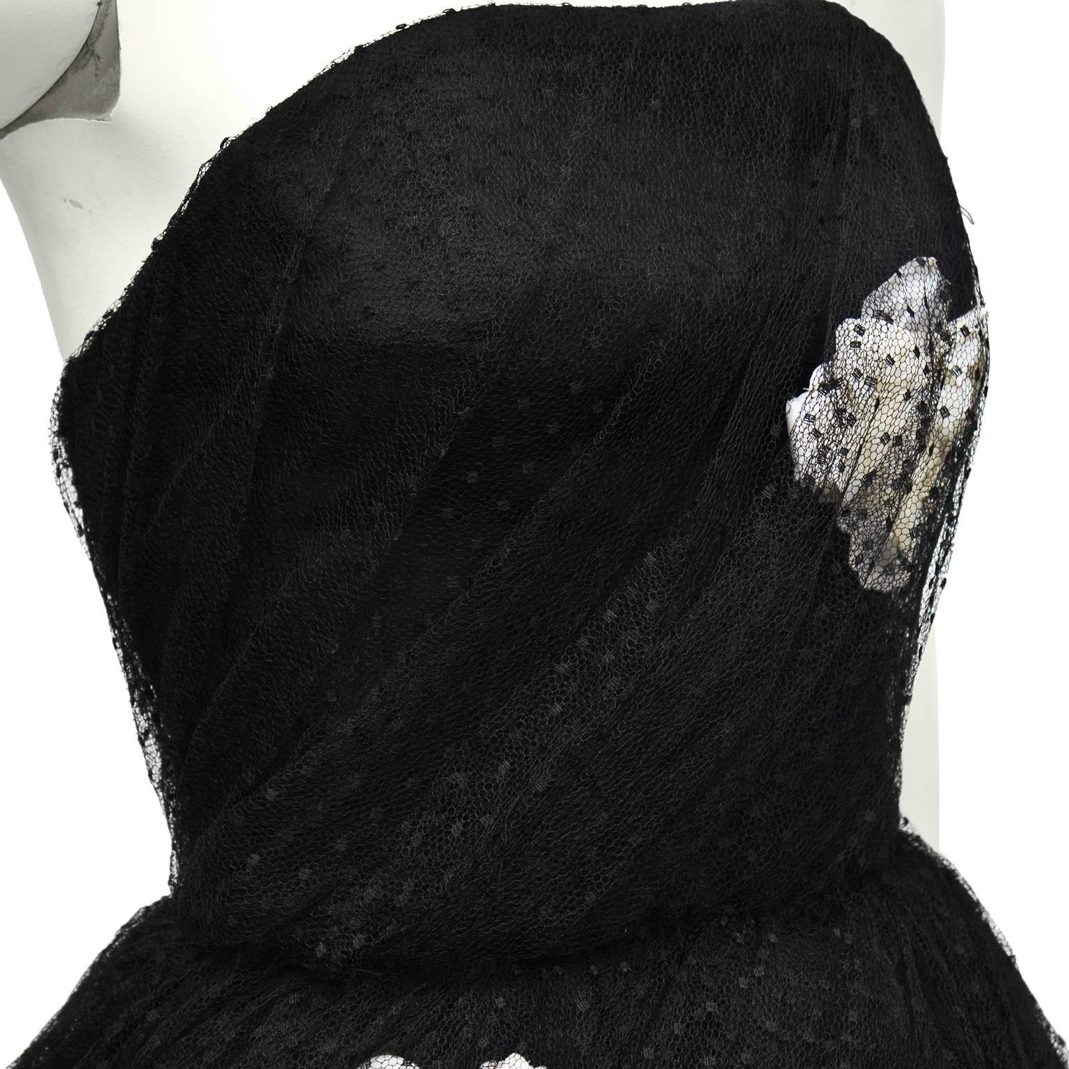 Scherrer - Robe bustier en tulle noir et blanc, haute couture, années 1960 Excellent état - En vente à Toronto, Ontario