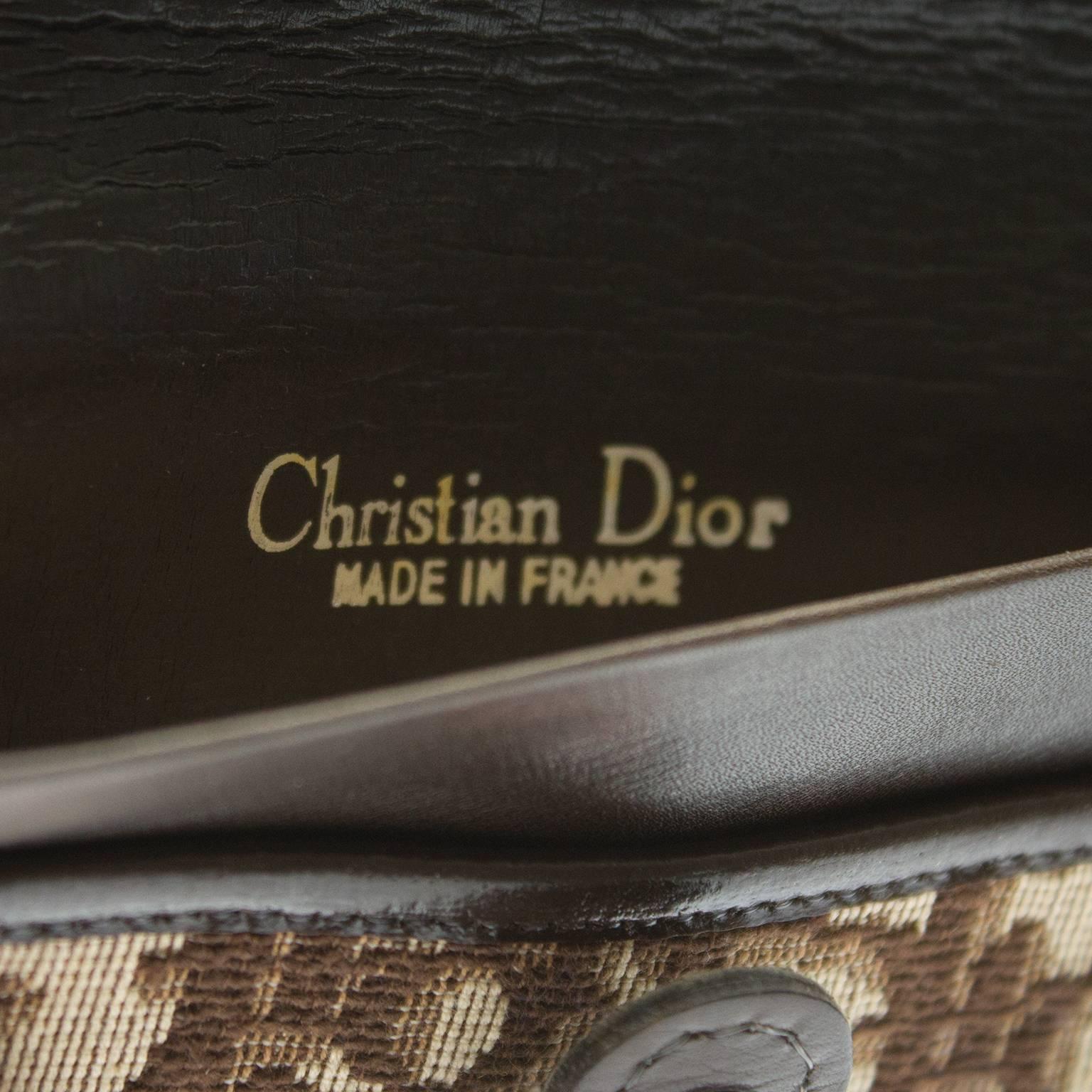 Women's or Men's 1960's Dior Brown Logo Fabric Purse Sized Vanity Kit