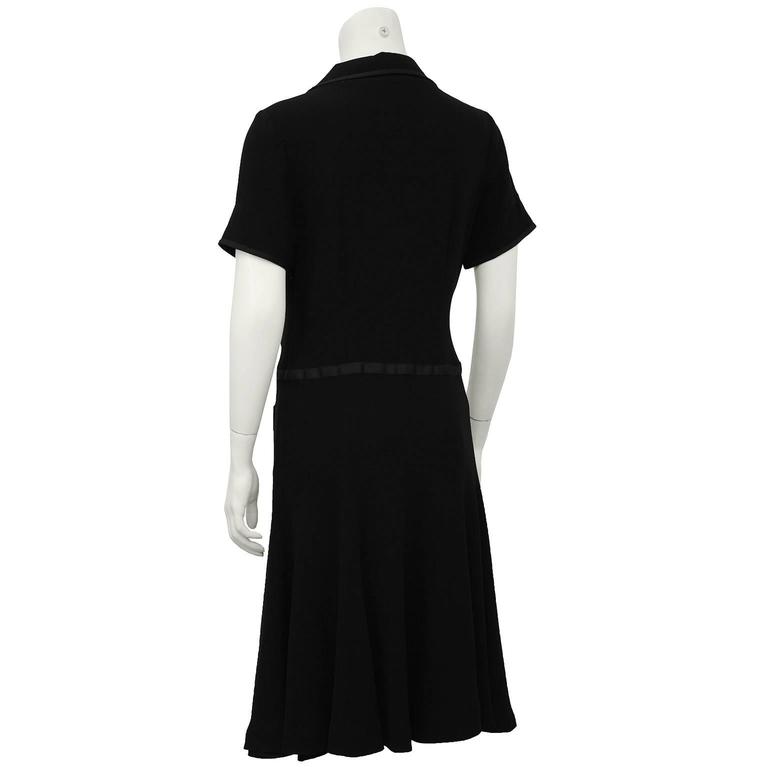 Early 1980's Anne Klein Black Jersey Shirtdress at 1stDibs