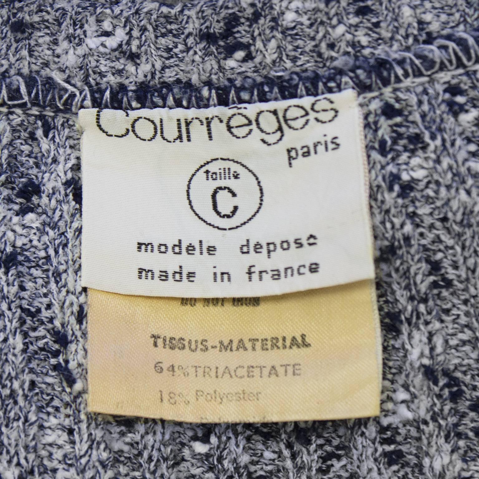 1970's Courreges Navy and White Cotton Cardigan 1