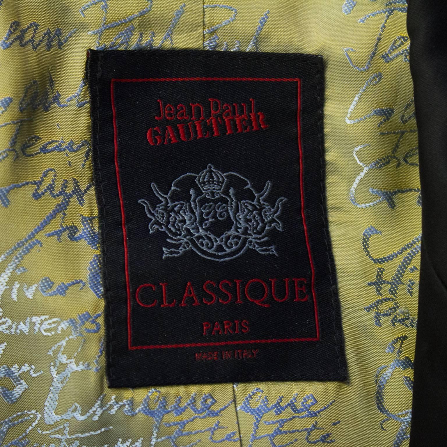 Women's 1990's Jean Paul Gaultier Grey and Black Tuxedo Style Pant Suit