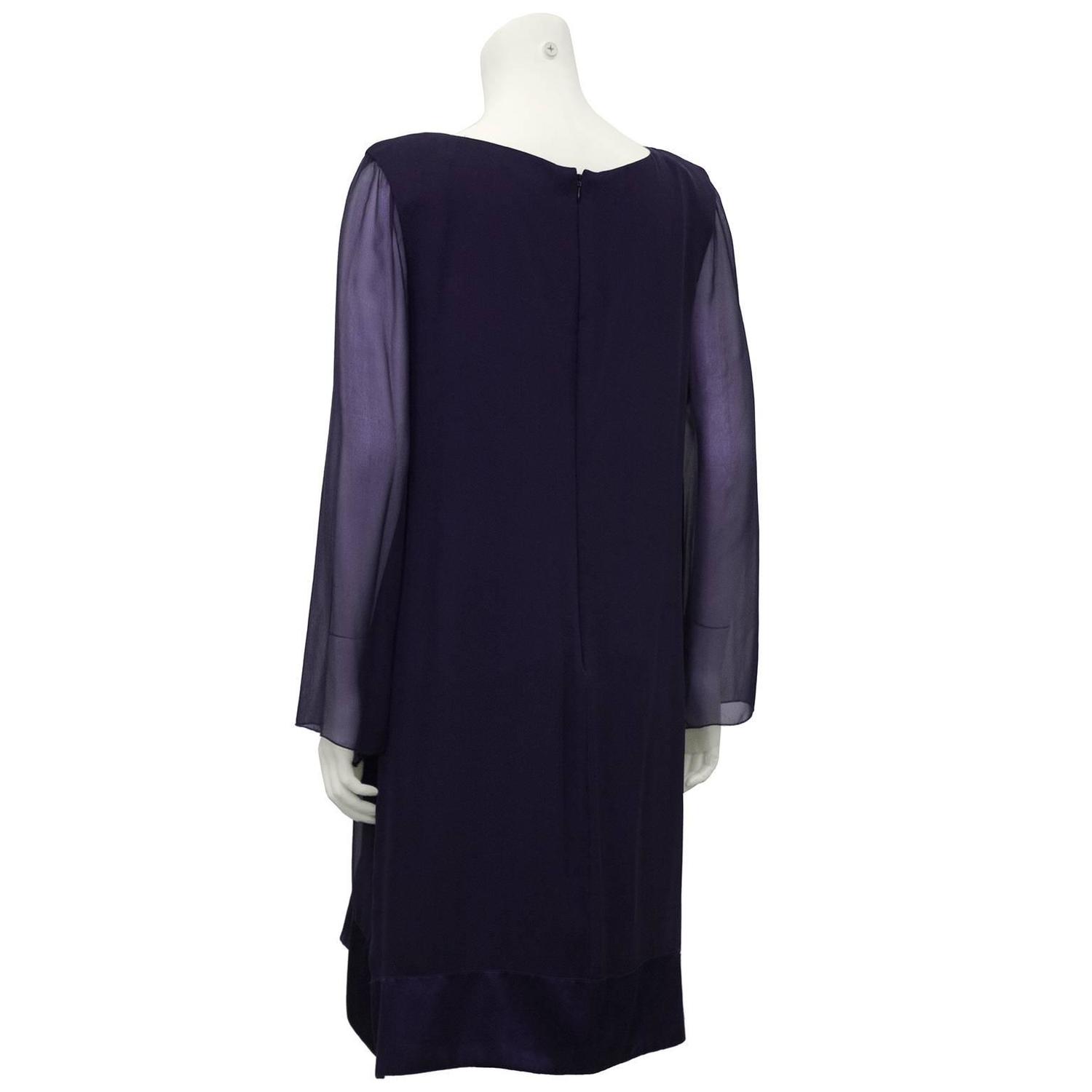 1980's Holly Harp Deep Purple Chiffon and Silk Dinner Dress For Sale at ...