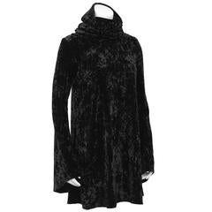 1990's Black Panne Velvet Norma Kamali Bell Sleeve Mini 12