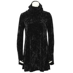 1990's Black Panne Velvet Norma Kamali Bell Sleeve Mini