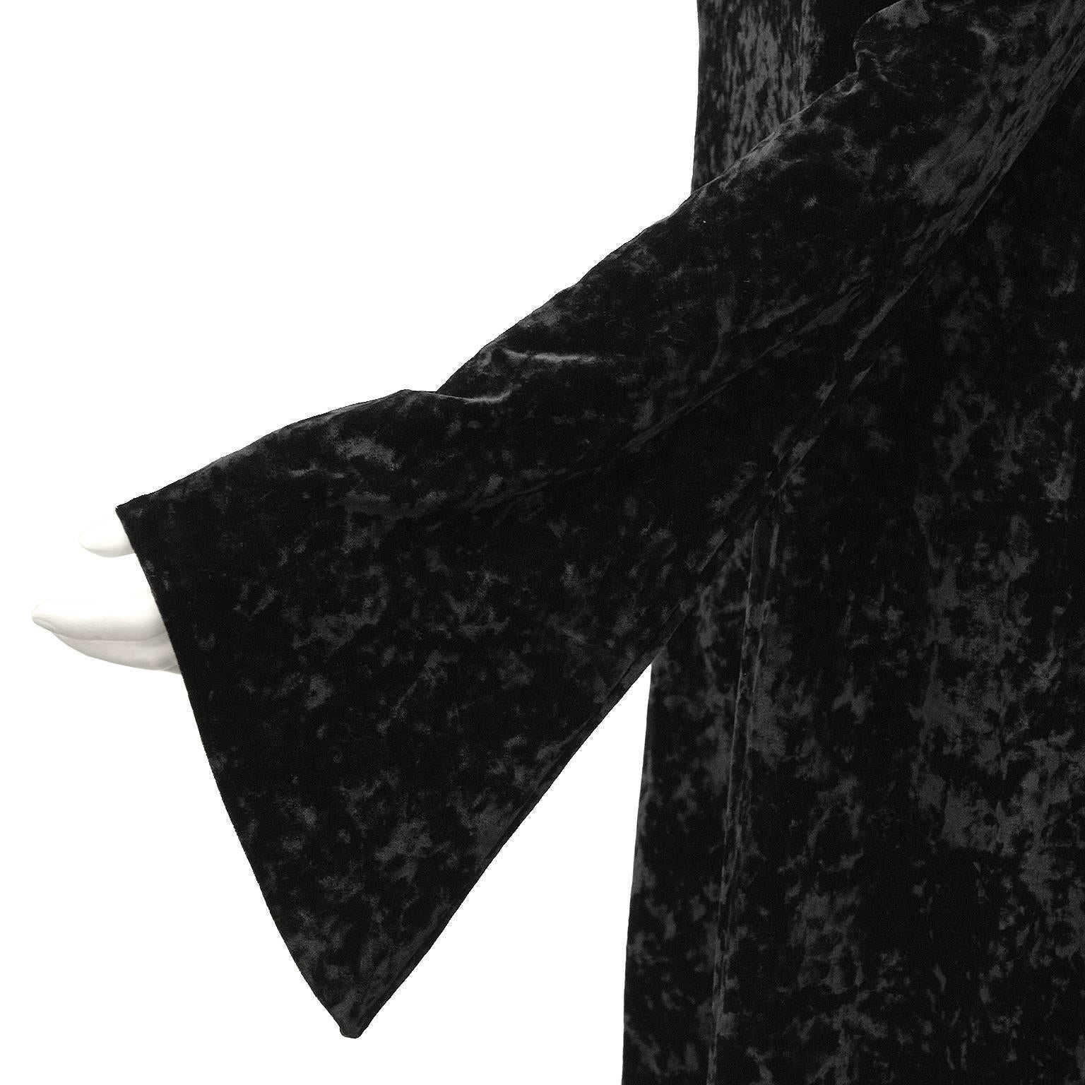 Women's 1990's Black Panne Velvet Norma Kamali Bell Sleeve Mini