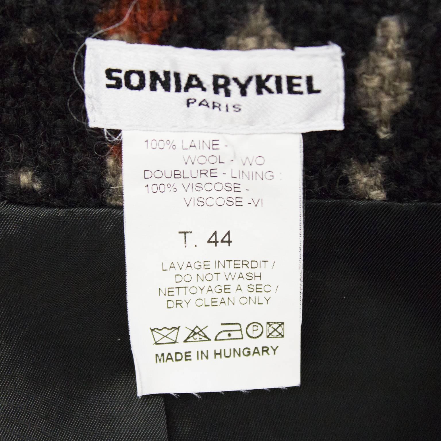 Women's 1980's Sonia Rykiel Houndstooth Belted Wool Jacket