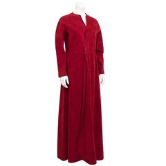 1970's Halston Red Ultra Suede Gown