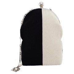 1960's Pierre Cardin Black And White Kiss Lock Beaded Evening Bag