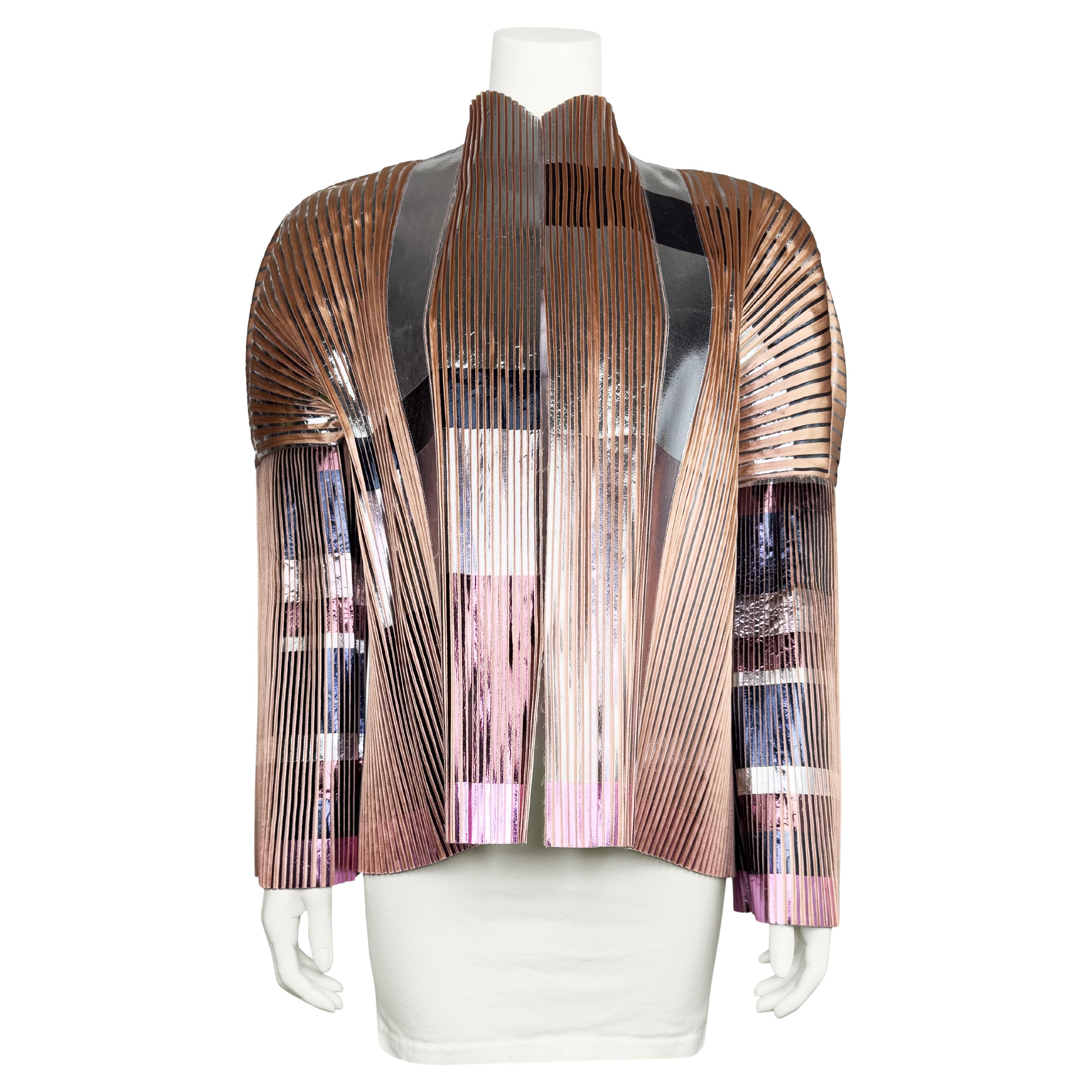 Balenciaga by Nicolas Ghesquière SS 2009 Runway Metallic Pleated Jacket For Sale