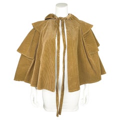 1960s Laura Ashley Tan Corduroy Cropped Tiered Cape