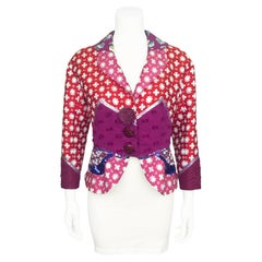 Giacca patchwork in broccato rosa e rosso Louis Vuitton by Marc jacobs primavera 2005