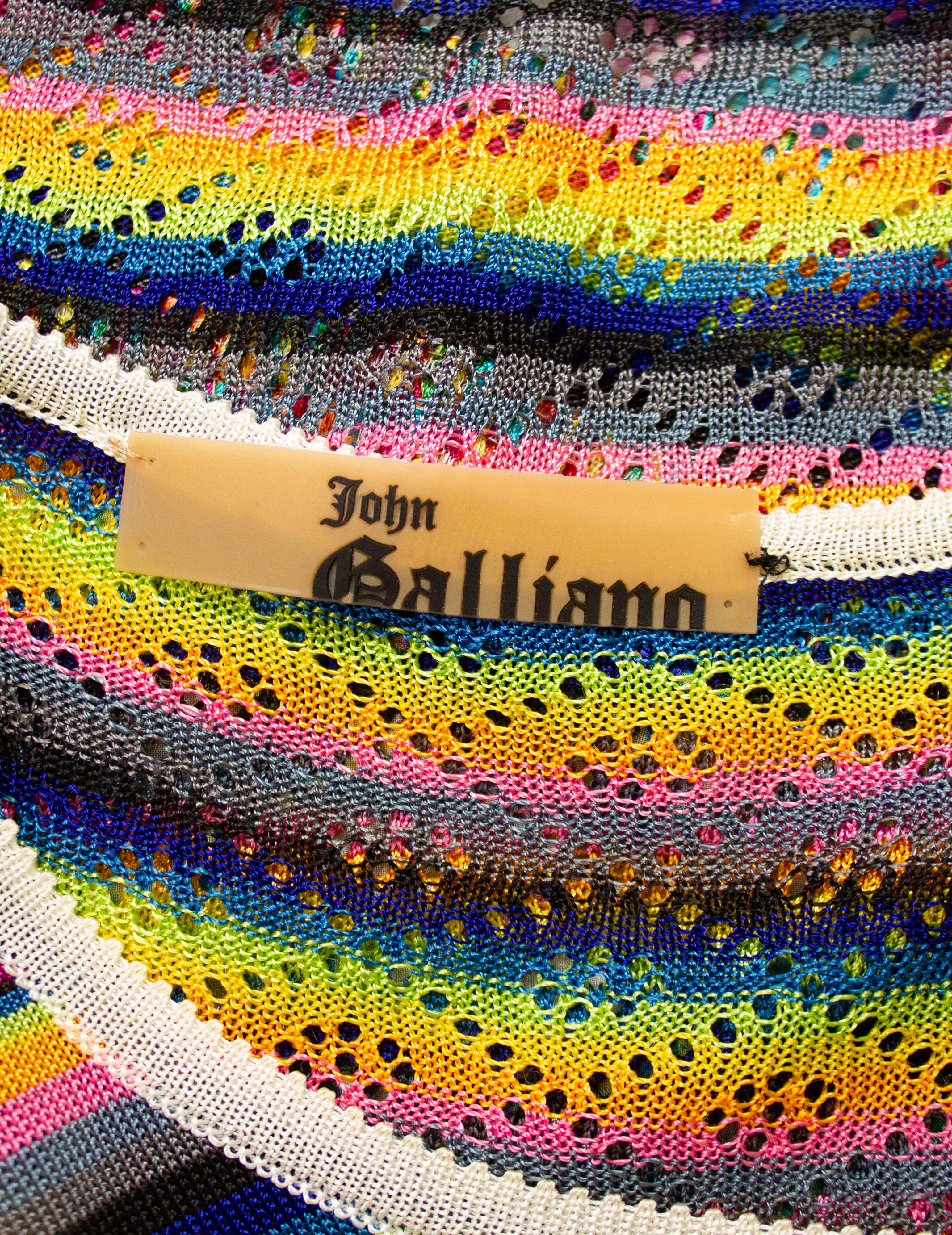 Maglietta John Galliano Patchwork all'uncinetto e maglia con occhielli della metà degli anni 2000 in vendita 1