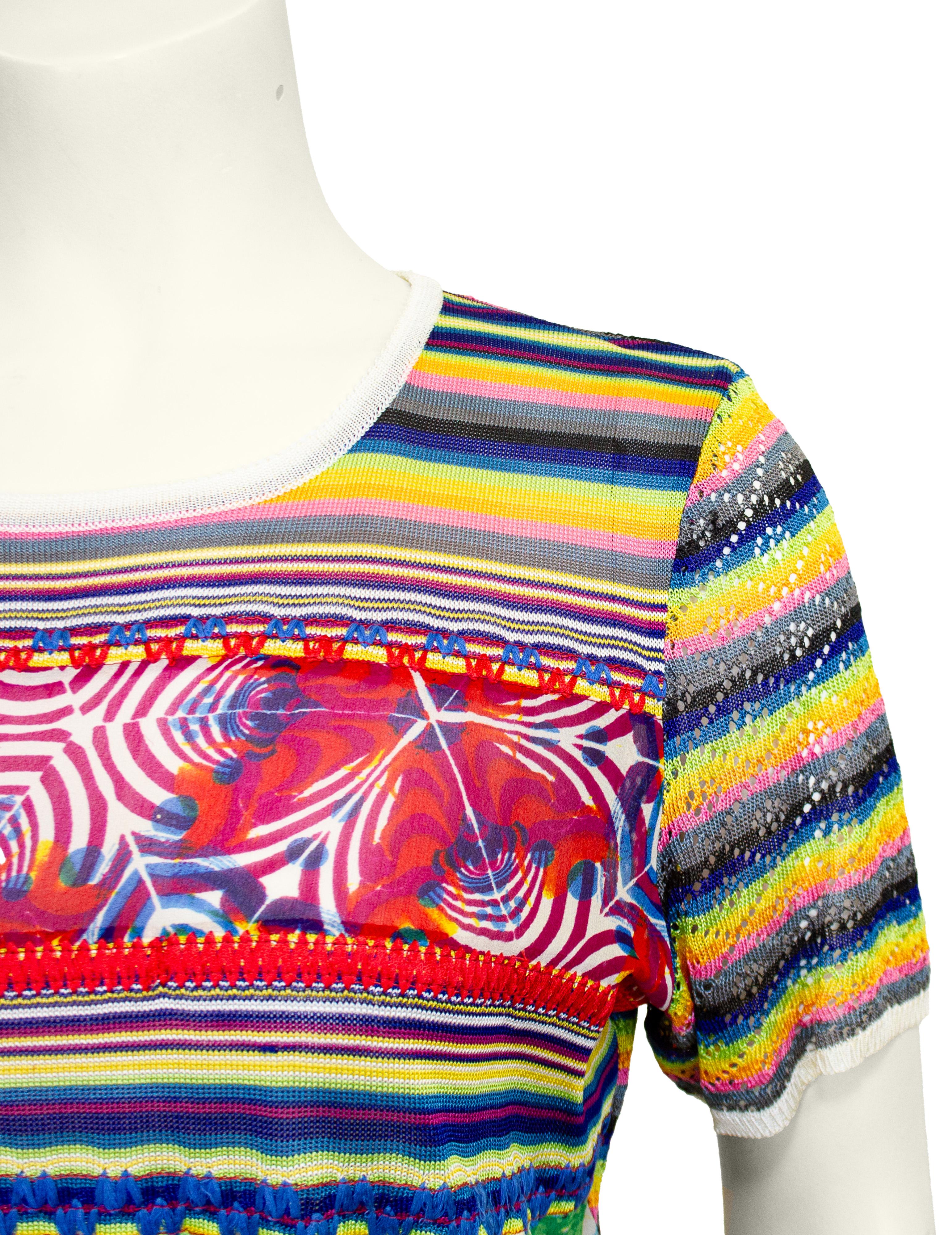 Donna Maglietta John Galliano Patchwork all'uncinetto e maglia con occhielli della metà degli anni 2000 in vendita