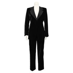 1990s Giorgio Armani Le Collezioni Black Velvet Tuxedo Suit