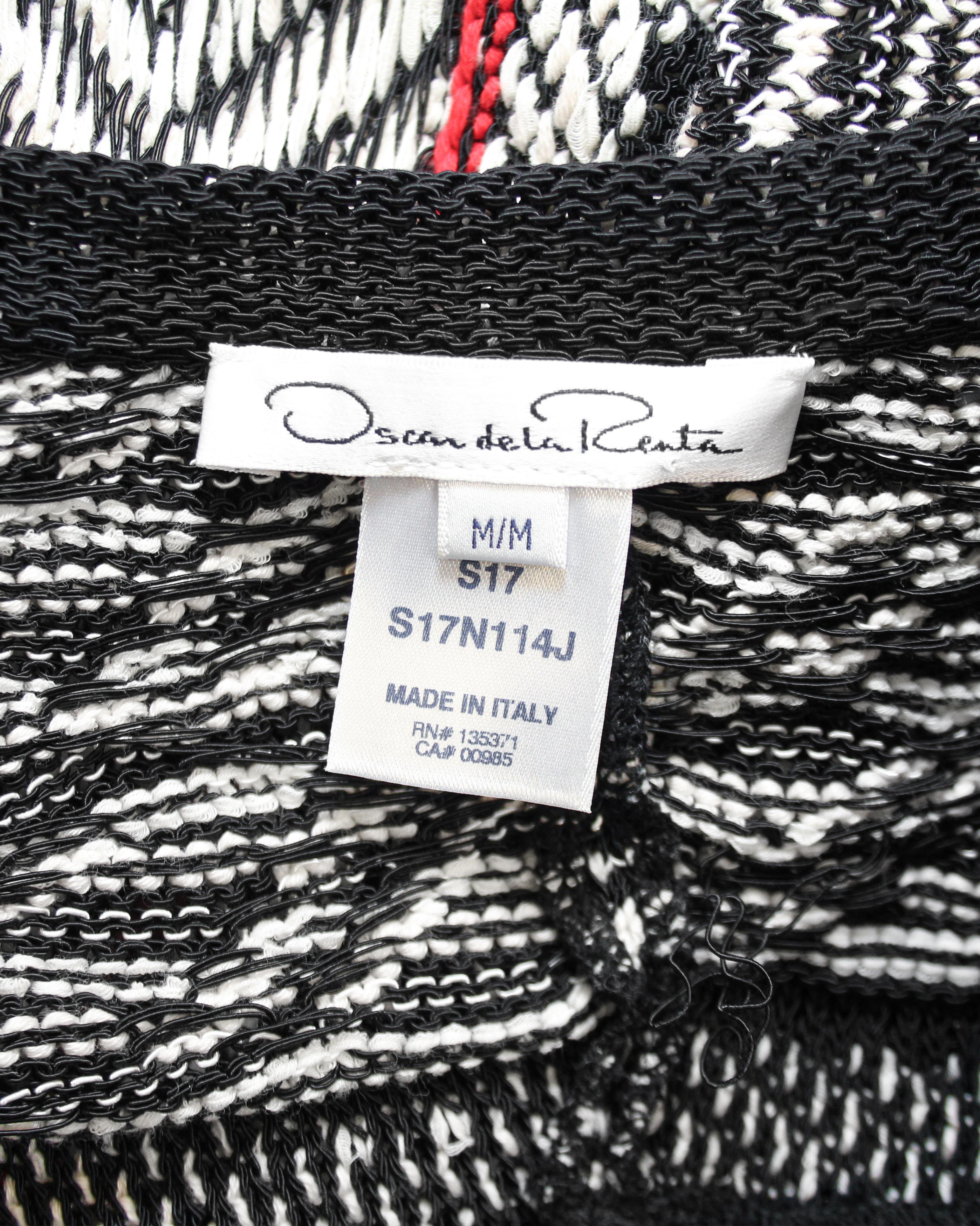 Primavera 2017 Oscar De La Renta abito e giacca in maglia nera, bianca e rossa in vendita 5