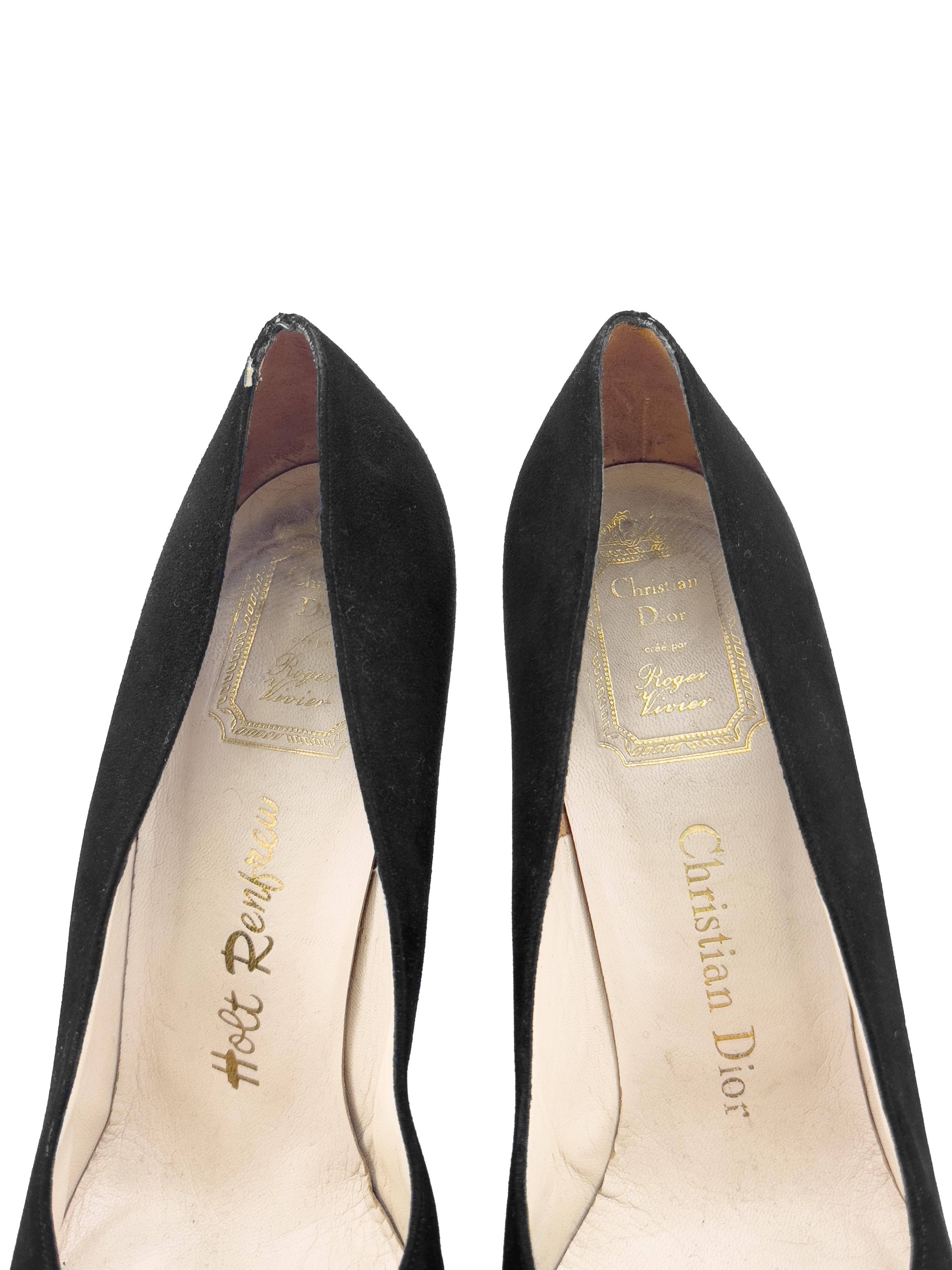 Décolleté in pelle scamosciata nera Roger Vivier for Christian Dior, fine anni '50 in vendita 1