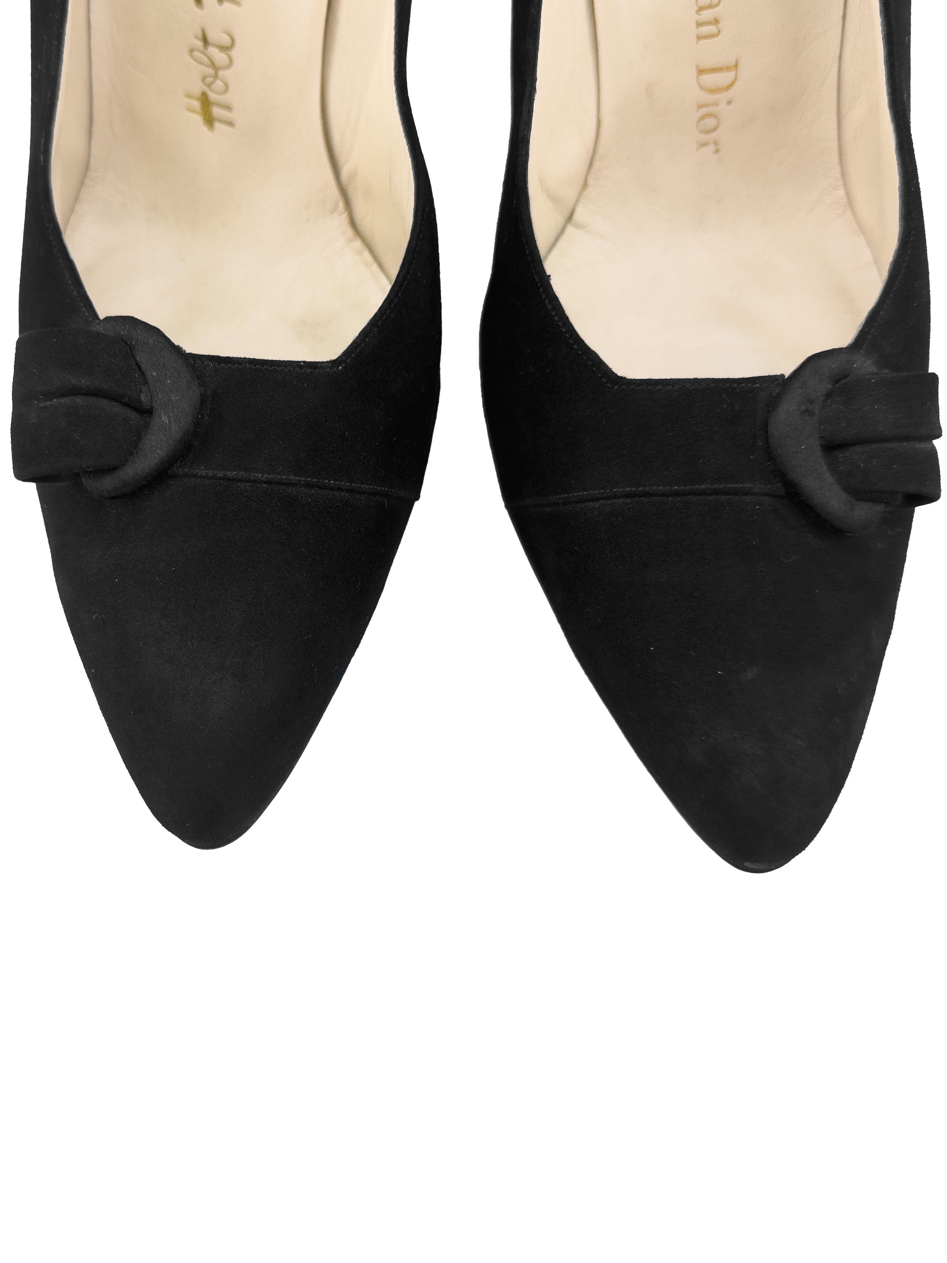 Nero Décolleté in pelle scamosciata nera Roger Vivier for Christian Dior, fine anni '50 in vendita