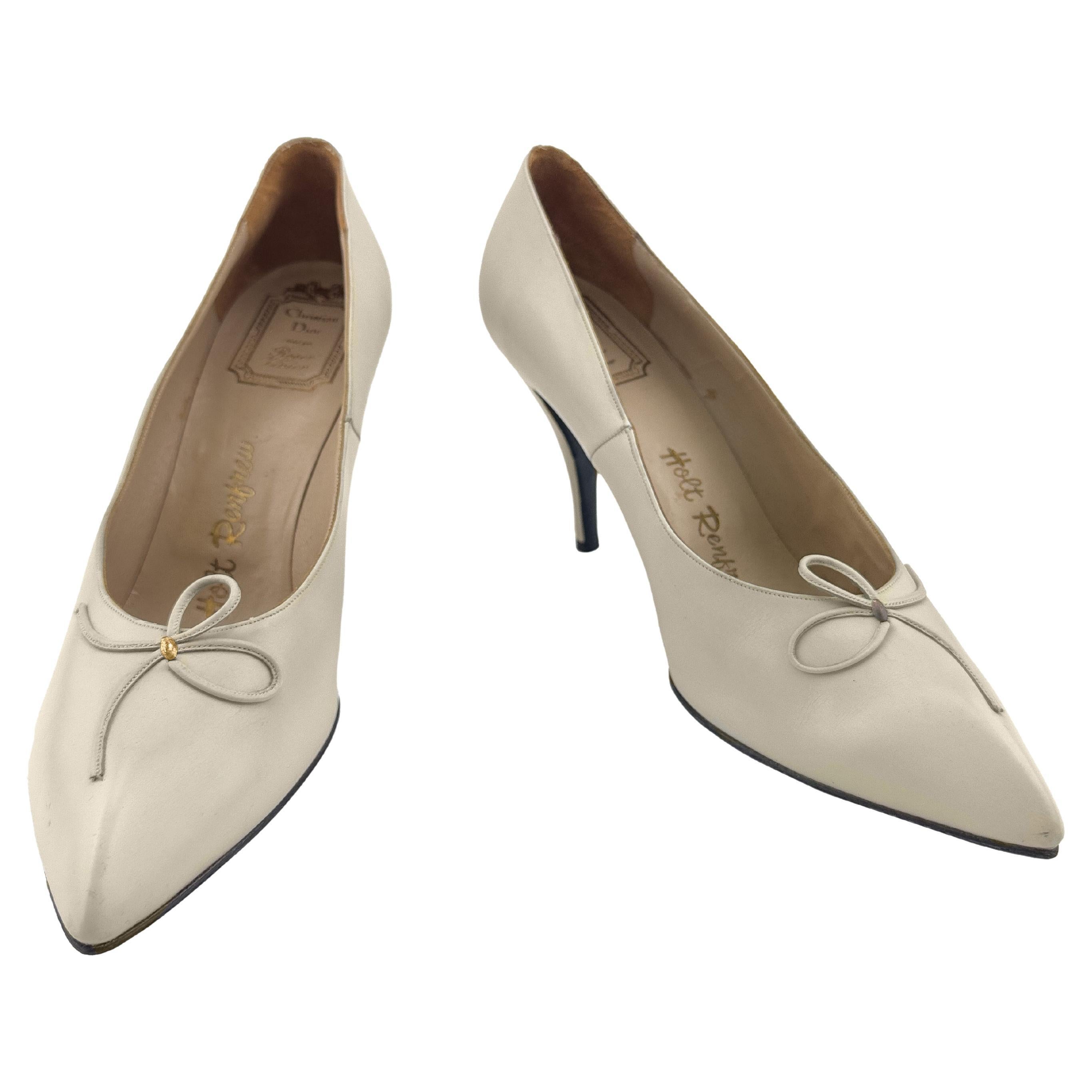Décolleté Roger Vivier for Christian Dior beige, fine anni '50, in pelle. in vendita