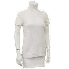 Early 2000's Chanel Cream Knit Short Sleeve Turtleneck