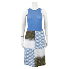 1990s Missoni Blue, White, and Green Dress and Cardigan Ensemble