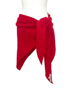 1970's Yves Saint Laurent Red Wool Triangular Scarf