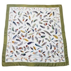 1990s Hermès Green “Plumes” Silk Scarf by Henri de Linares
