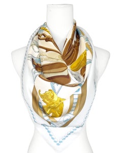 1997 Hermès Pale Blue “Cuillers d’Afrique” Silk Scarf by Caty Latham