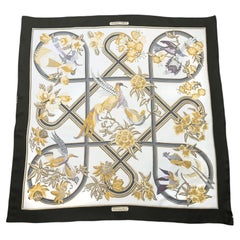 1991 Hermès Black & Gold “Caraïbes” Silk Scarf by Christiane Vauzelles