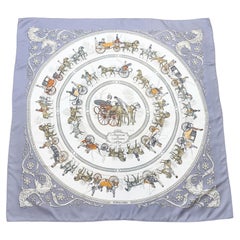 1980s Hermès Purple “La Promenade de Longchamps” Silk Scarf by Philippe Ledoux