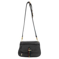 1960's Roberta di Camerino Black Leather and Velvet Shoulder Bag