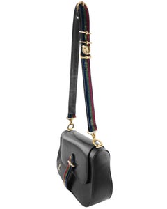 Bolso de hombro de Roberta di Camerino de los años 60, de cuero negro y terciopelo
