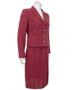 2000-2002 Christian Dior Plum Wool and Linen MIx Skirt Suit