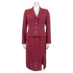 2000-2002 Christian Dior Plum Wool and Linen MIx Skirt Suit