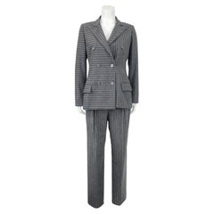 1980's Bill Blass Grey Chalk-Stripe Double-Breasted Suit