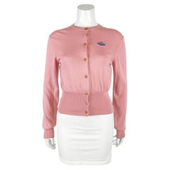 Cardigan in maglia di cotone rosa cipria di Vivienne Westwood degli anni 2000