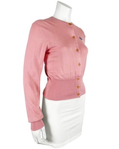 Cárdigan de punto de algodón rosa palo de Vivienne Westwood de los años 2000
