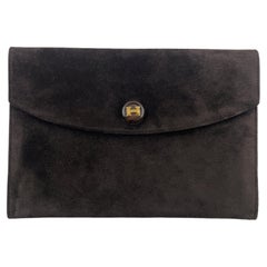 1980's Hermes Brown Suede Rio Envelope Clutch