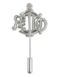 1980s Dior Logo Silver-tone Rhinestone Stickpin