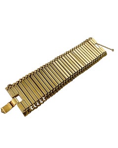 Monet 1960's-70's Heavy Articulated Bar Gilt Metal Bracelet