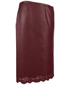 2000s Gucci Red Leather Pencil Skirt With Scallop Hem